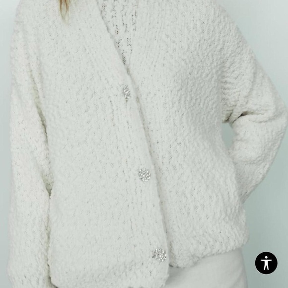 ZARA JEWEL BUTTON CHENILLE CARDIGAN - Picture 5 of 8